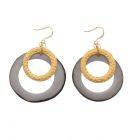 Celeste earrings with tagua pendant and a gold-coloured ring – grey