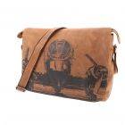Laptop bag 15,6" with airplane print vintage eco leather- Hudson 