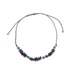 Adjustable necklace of tagua and acai - Alicia blue