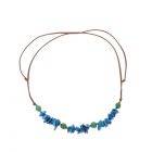 Adjustable necklace of tagua and acai - Alicia blue/green