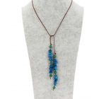 Wrap necklace of tagua and acai - Natalia blue/green