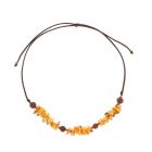 Adjustable necklace of tagua and acai - Alicia ocher/brown