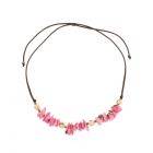 Adjustable necklace of tagua and acai - Alicia pink/cream