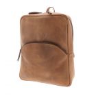 Backpack of brown vintage eco leather with lots of pockets