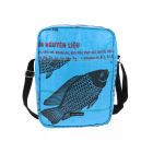 Unisex shoulderbag from recycled fish food bags - Kosal fish blue