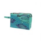 Medium toiletry bag made of recycled fish food bags - Washu fish green