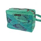 Large toiletry bag from recycled fish food bags - Yindee - fish green