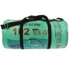 Weekend or sports bag 40 L from recycled cement bags - Jumbo Fish green