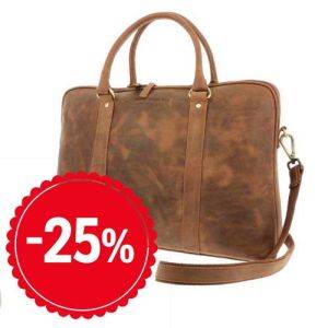 Ladies laptop bag 15.6" of matt brown vintage eco leather - Hazel