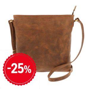 Crossbody shoulder bag of matt brown vintage eco leather - Bryony