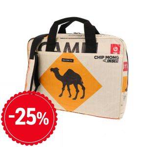 15,6 inch laptop bag from recycled cement bags - Sanuk camel orange