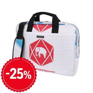 15,6 inch laptop bag from recycled cement bags - Sanuk elephant red