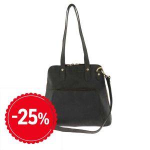 Retro handbag of matt black vintage eco leather - Poppy