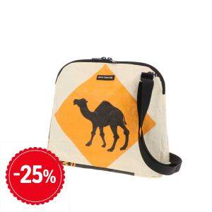 Basic Ladies' Shoulder Bag Made from Recycled Cement Bags - Amara camel 
