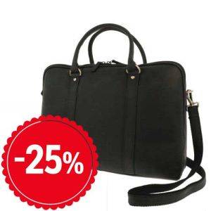 Ladies laptop bag 15.6" of matt black vintage eco leather - Hazel