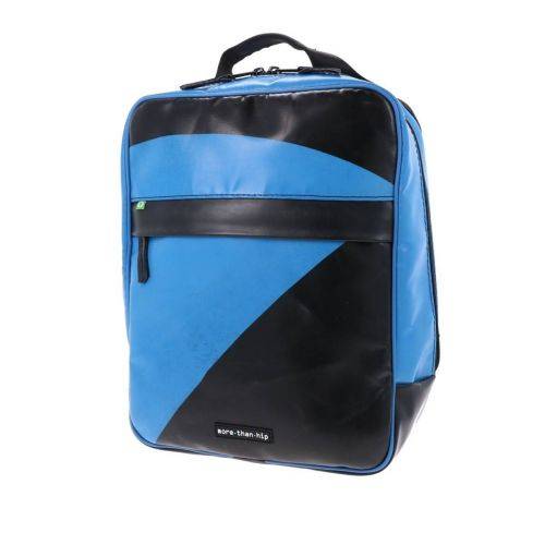 Waterproof 15.6 laptop backpack from recycled truck tarpaulin London black blue