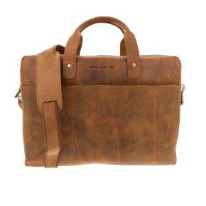 SAMPLE SALE Ruime LUXE  laptop/aktetas 15,6" van mat bruin vintage ecoleer 