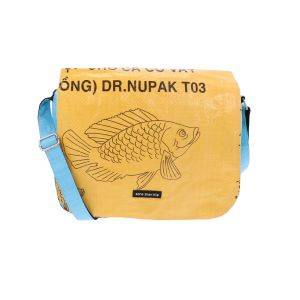 Handbag made of upcycled fish food sacks - Qinisa Blue/yellow
