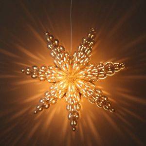 Papieren kerstster grijs met glitters Ø60 cm Tara - incl. verlichtingsset