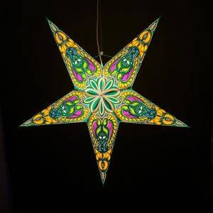 Papieren kerstster Ø60 cm Ganesha - incl. verlichtingsset-chocolade-blauw-multi