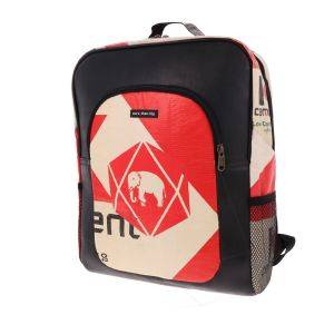 Laptop backpack 15.6 inch made of recycled cement sacks and car tyre - Rokha Elephant