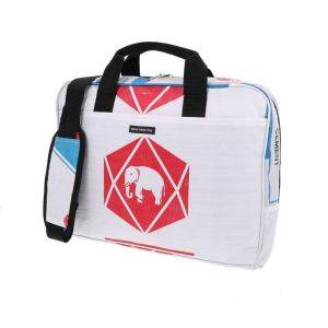 15,6 inch laptop bag from recycled cement bags - Sanuk elephant red