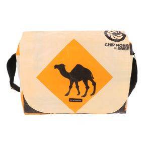 Lightweight messenger bag from recycled cement bags - Sabay- camel