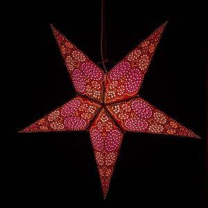 Paper Christmas star Ø60 cm Goa - incl. lighting set - brown/pink