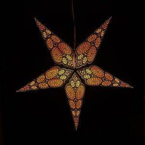 Paper Christmas star Ø60 cm Goa - incl. lighting set - black/orange/yellow