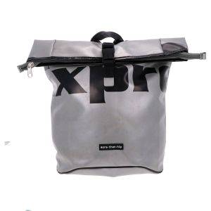 Large waterproof truck tarp rolltop backpack with laptop compartment - Berlin silver/graphic