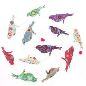 Colourful garland with paper birds
