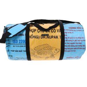 Weekend or sports bag 40 L from recycled fish food sacks - Jumbo blue/yellow 
