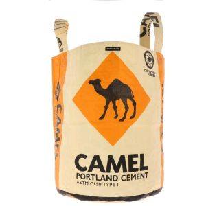 Laundry bag / storage basket made of recycled cement sacks - Kamali camel