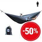 single (travel) hammock in black and 2 shades of grey. Lightweight, strong and comfy