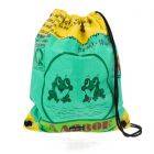 Drawstring rucksack from recycled animal feed bags - Chenda frogs
